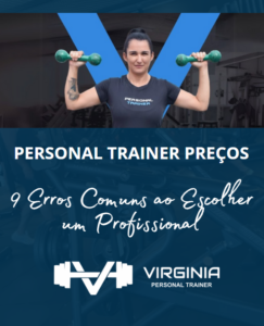 Imagem destacando 9 erros comuns ao escolher um personal trainer, com foco em preços e critérios de avaliação.